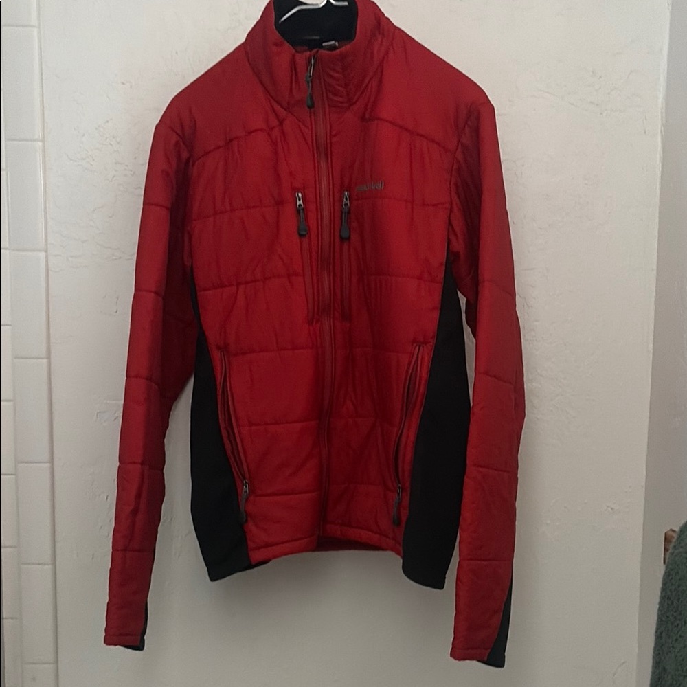 Men's Red Insulated Jacket with Black Panels